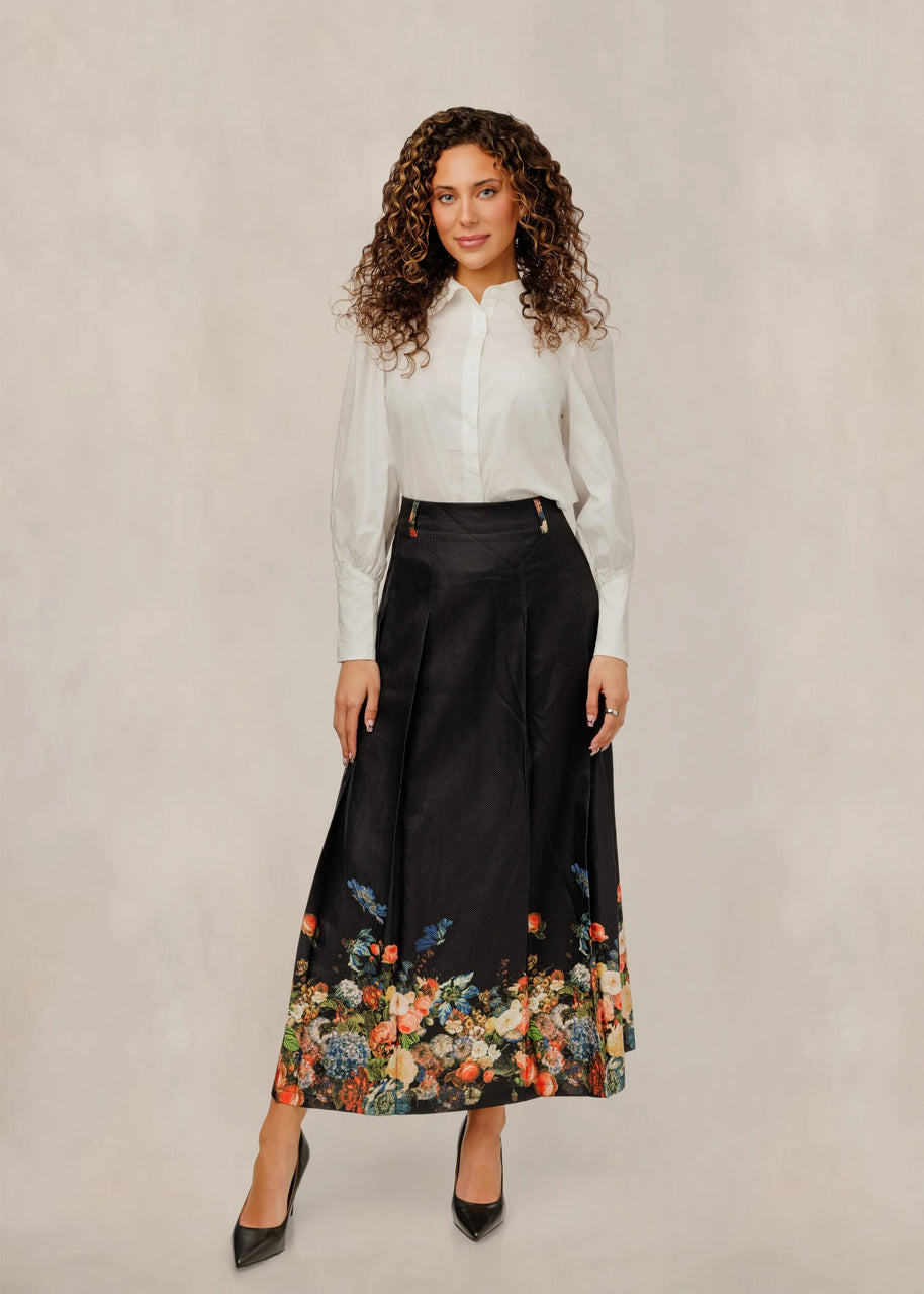 Scalloped collar button down blouse