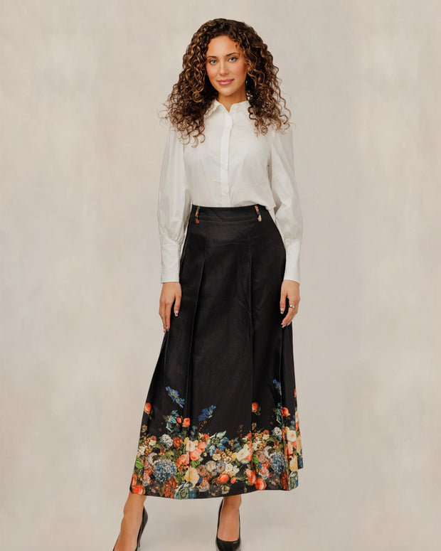 Scalloped collar button down blouse