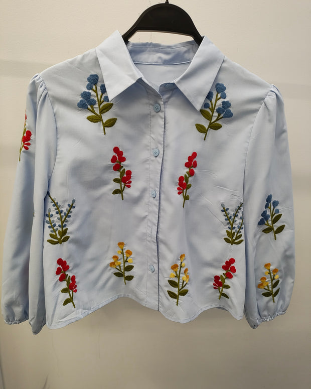 Blue Embroidered Blouse