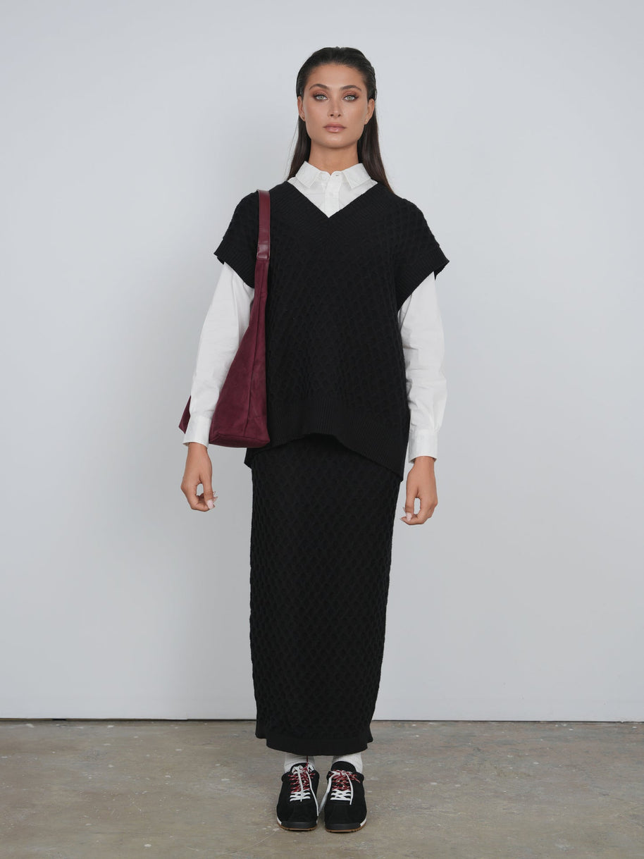 Straight Knit Maxi Skirt - Point