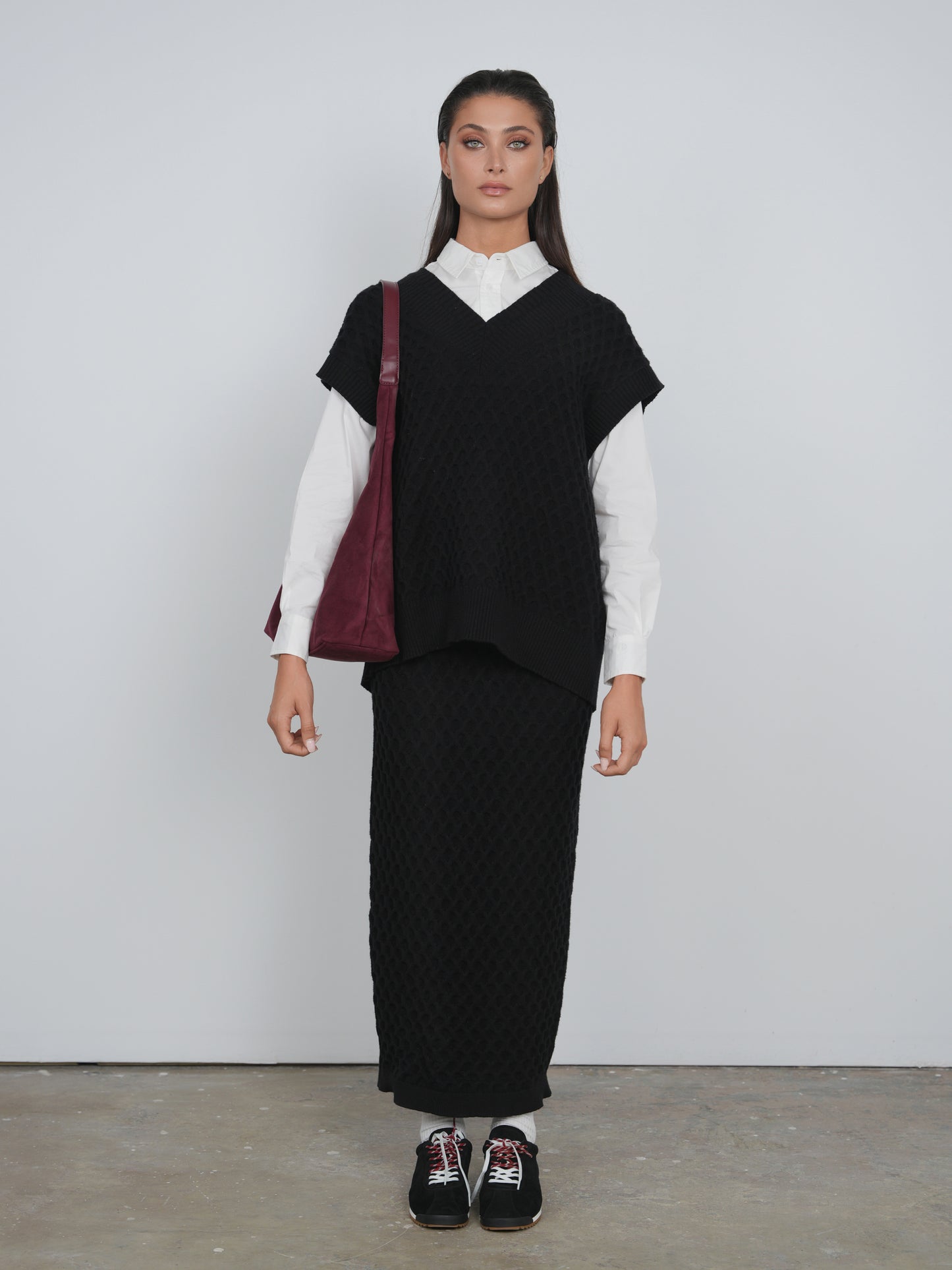Straight Knit Maxi Skirt - Point