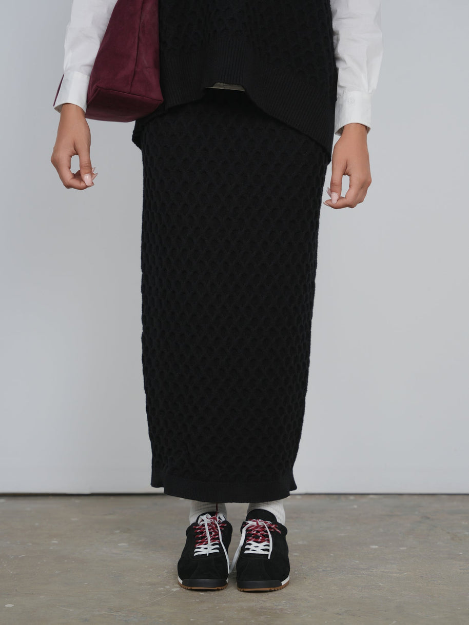 Straight Knit Maxi Skirt - Point