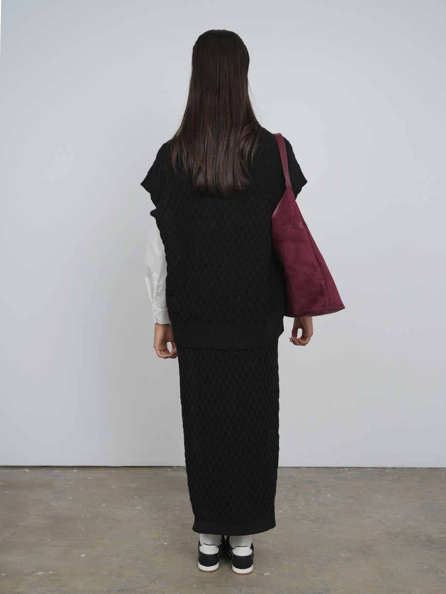 Straight Knit Maxi Skirt - Point
