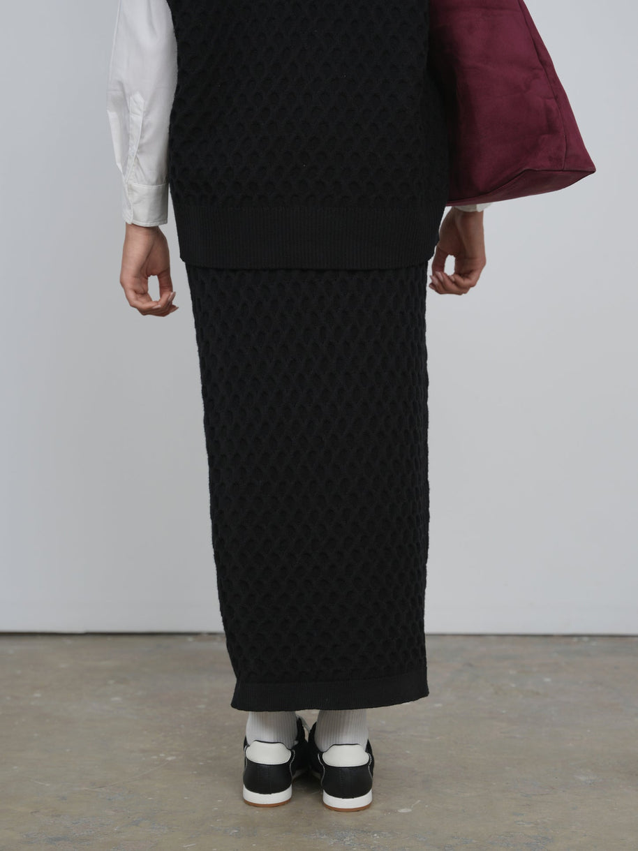 Straight Knit Maxi Skirt - Point