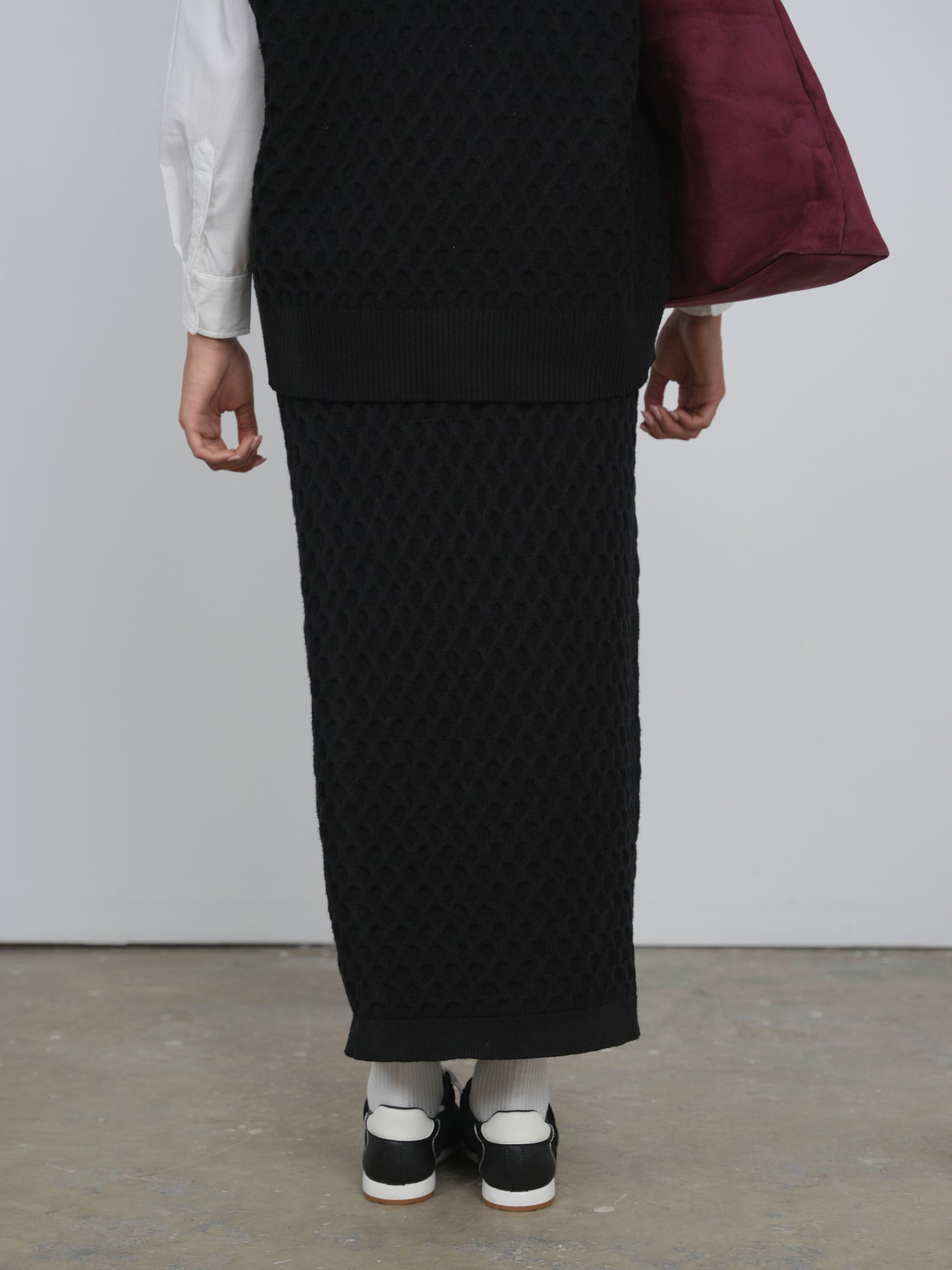 Straight Knit Maxi Skirt - Point