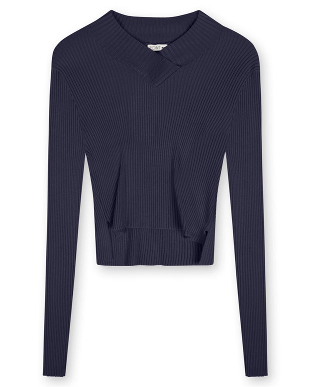 Point V-Neck Cropped Sweater - Fringe Boutique