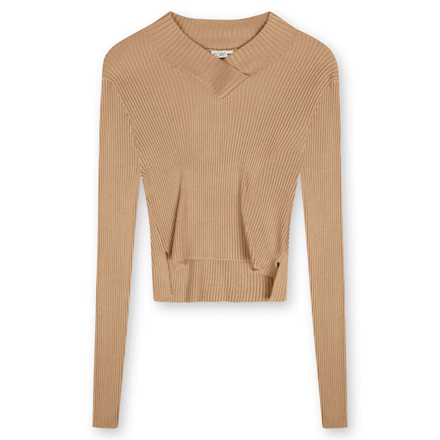 Point V-Neck Cropped Sweater