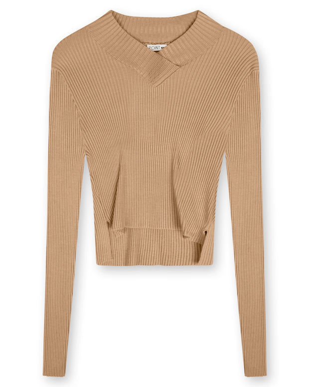 Point V-Neck Cropped Sweater - Fringe Boutique