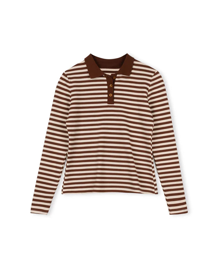 Striped Henley Polo-Junees