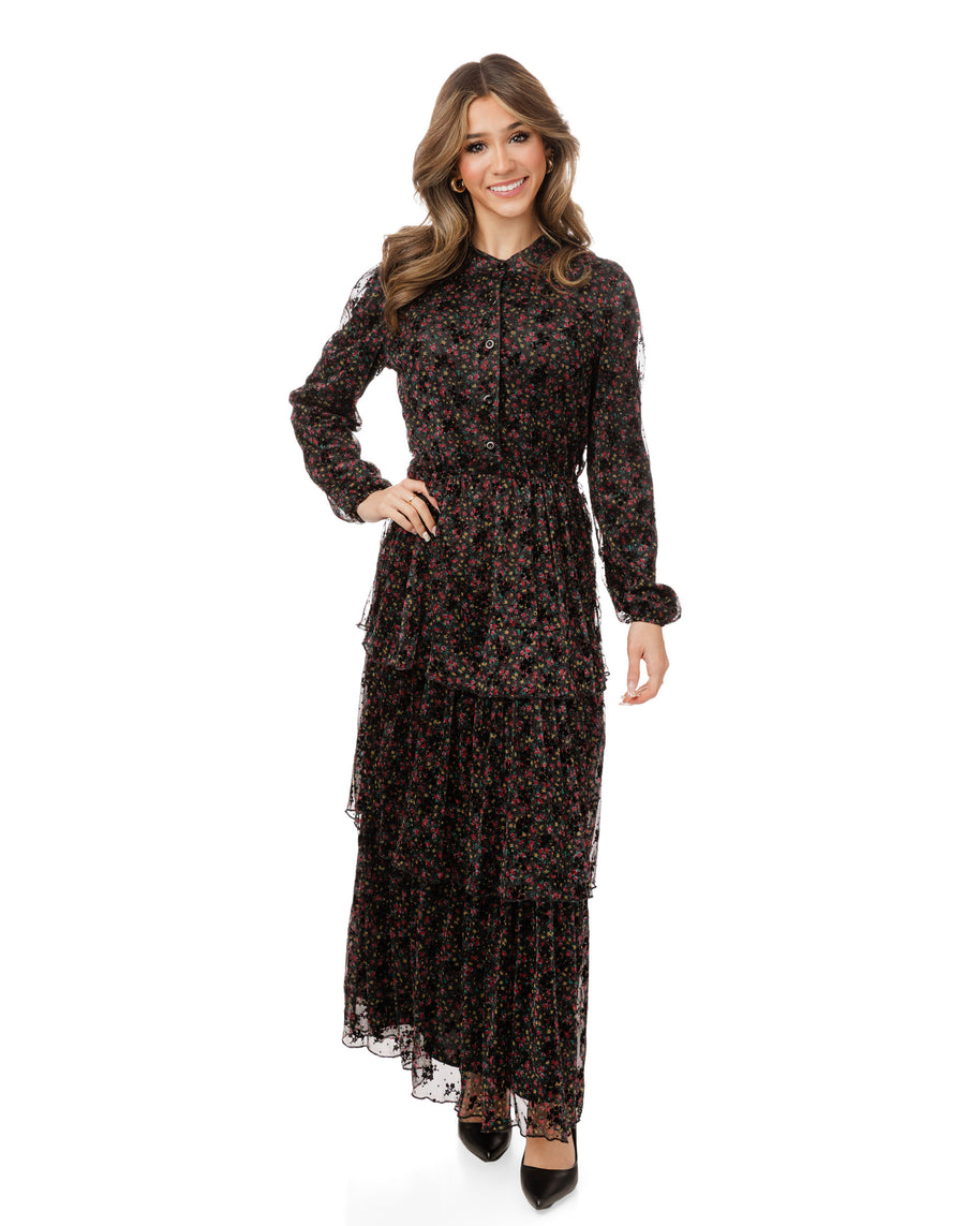 Black and Red Mesh Dress-Luella
