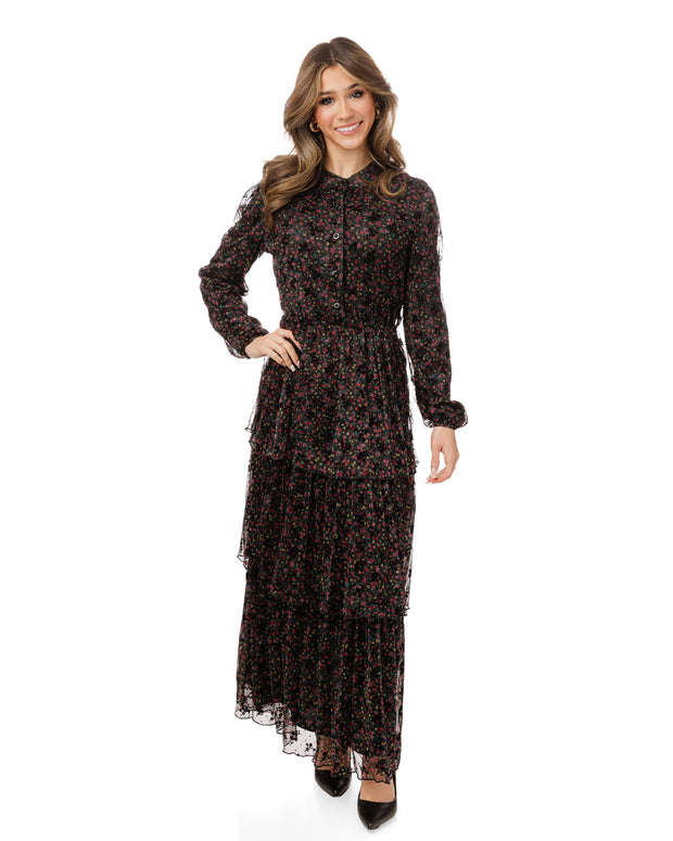 Black and Red Mesh Dress-Luella