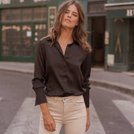 Léa satin shirt (S-M-L-XL) FW26 - CK08091: Choco / 1S-1M-1L-1XL