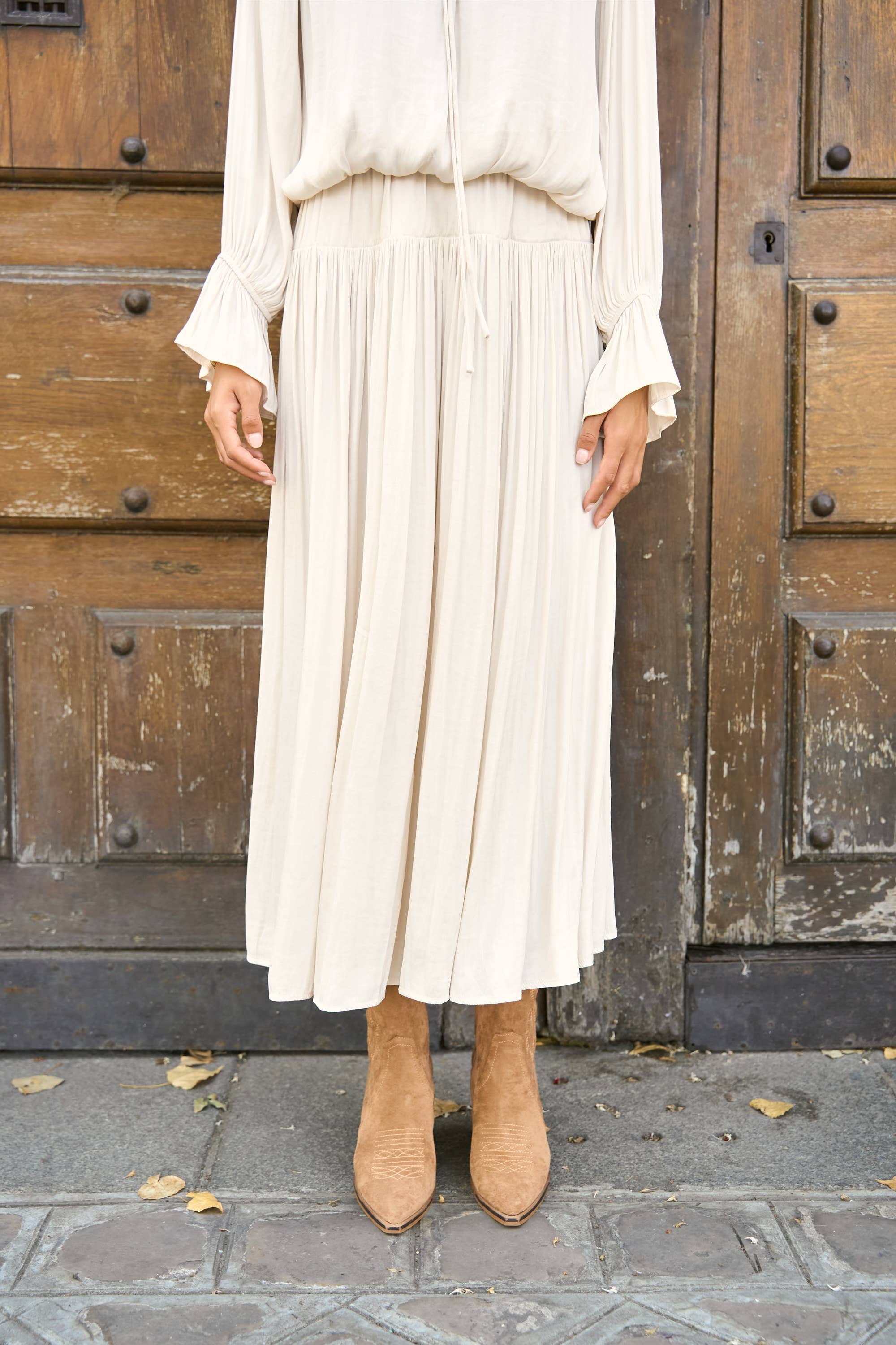 Reese set: blouse & flowing skirt burgundy