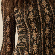 Floral Mesh Drop-Waist Midi Dress