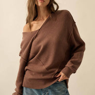 V-Neck Exposed-Seam Sweater