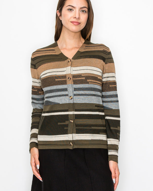 Multi V-Neck Cardigan-YAL - Fringe Boutique