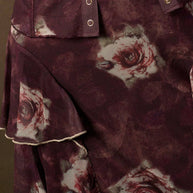 Floral-Print Mesh Side-Ruffle Tiered Maxi Skirt