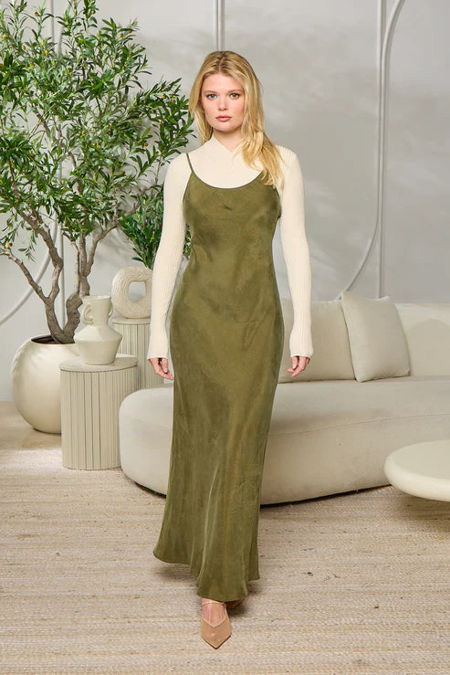 Point Brushed A-Line Slip Dress - Fringe Boutique