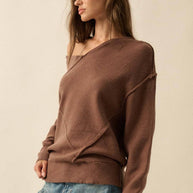 V-Neck Exposed-Seam Sweater