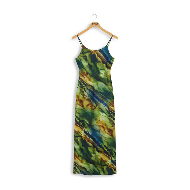 Satin Straight Slip Dress-Point