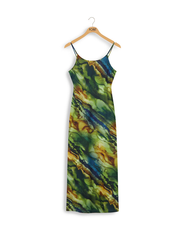 Satin Straight Slip Dress-Point