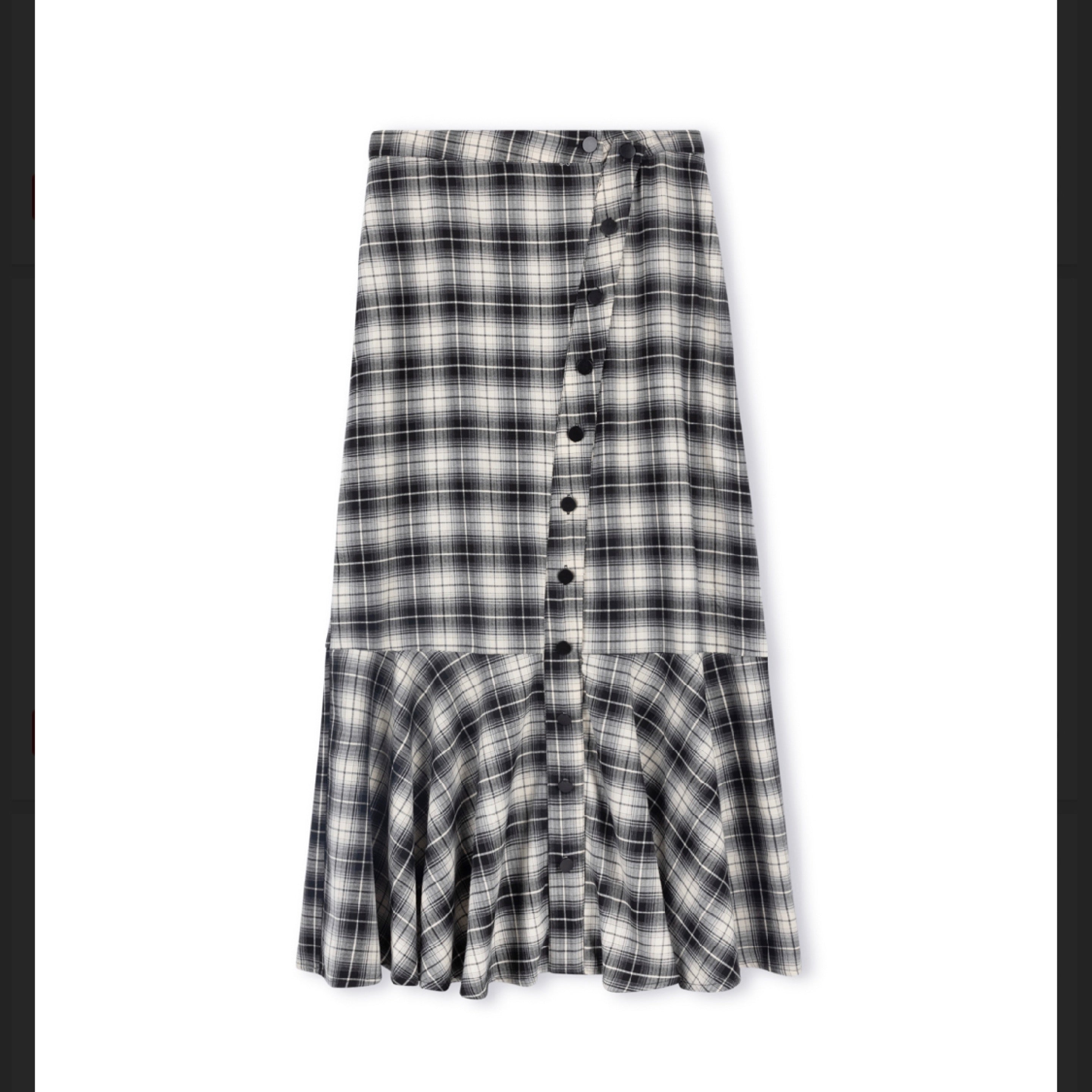 button down plaid skirt-junee