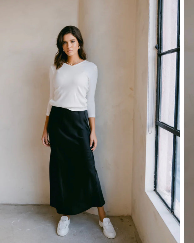 3/4 Slv Neck Tee-Point - Fringe Boutique