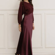 Sweater Mixed Media Midi Dress XS Boysenberry