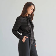 Tie neck satin blouse
