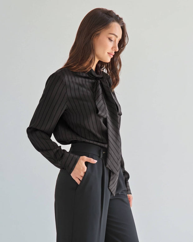 Tie neck satin blouse
