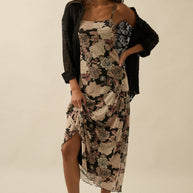 Floral-Print Mesh Midi Slip Dress