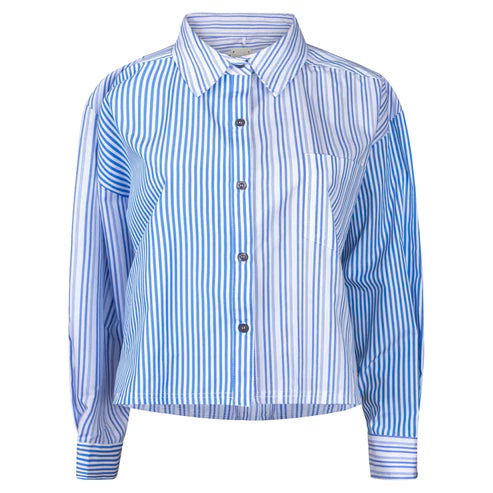 Cropped Stripe Button Up-Point
