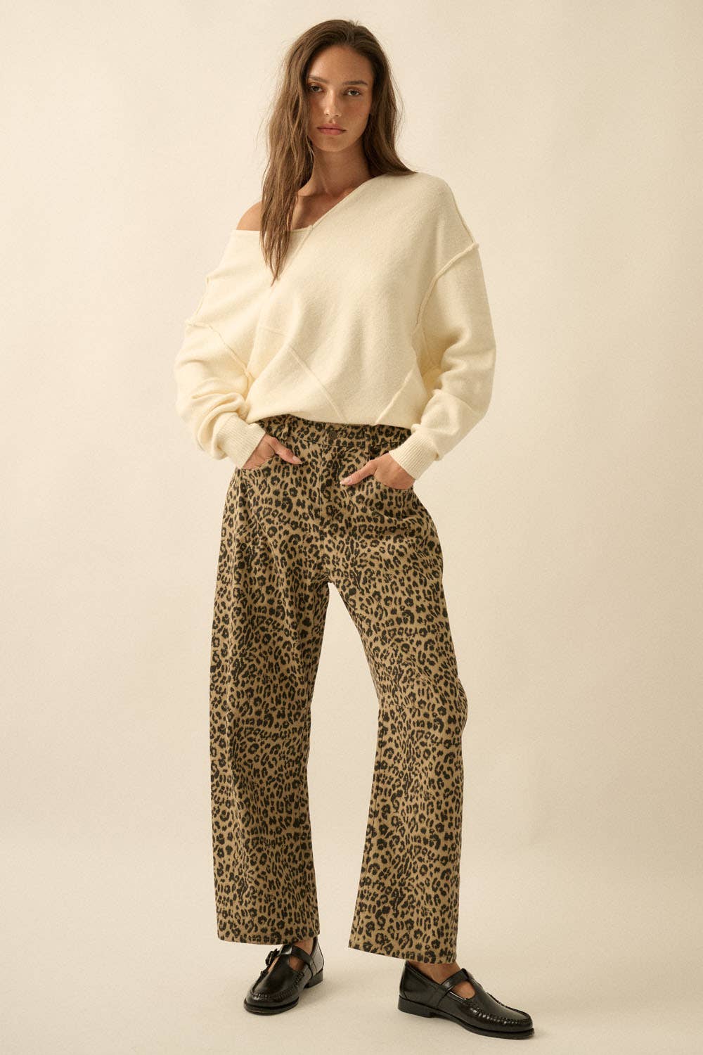 V-Neck Exposed-Seam Sweater