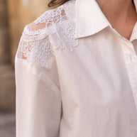 Cotton shirt with lace inserts