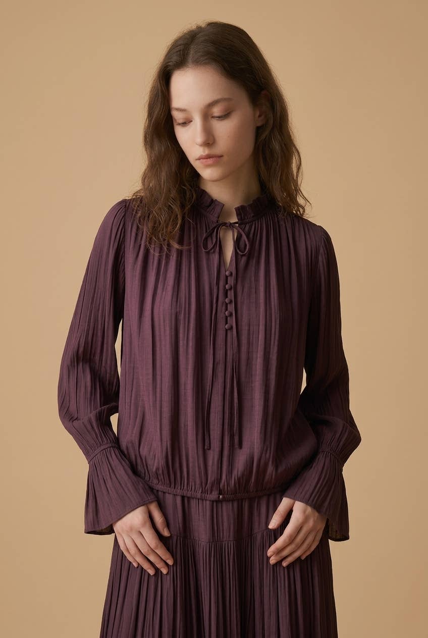 Reese set: blouse & flowing skirt burgundy