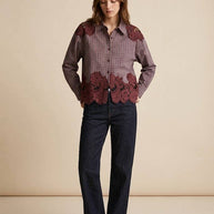 Cotton shirt with lace inserts