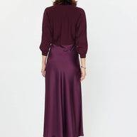 Sweater Mixed Media Midi Dress L Boysenberry