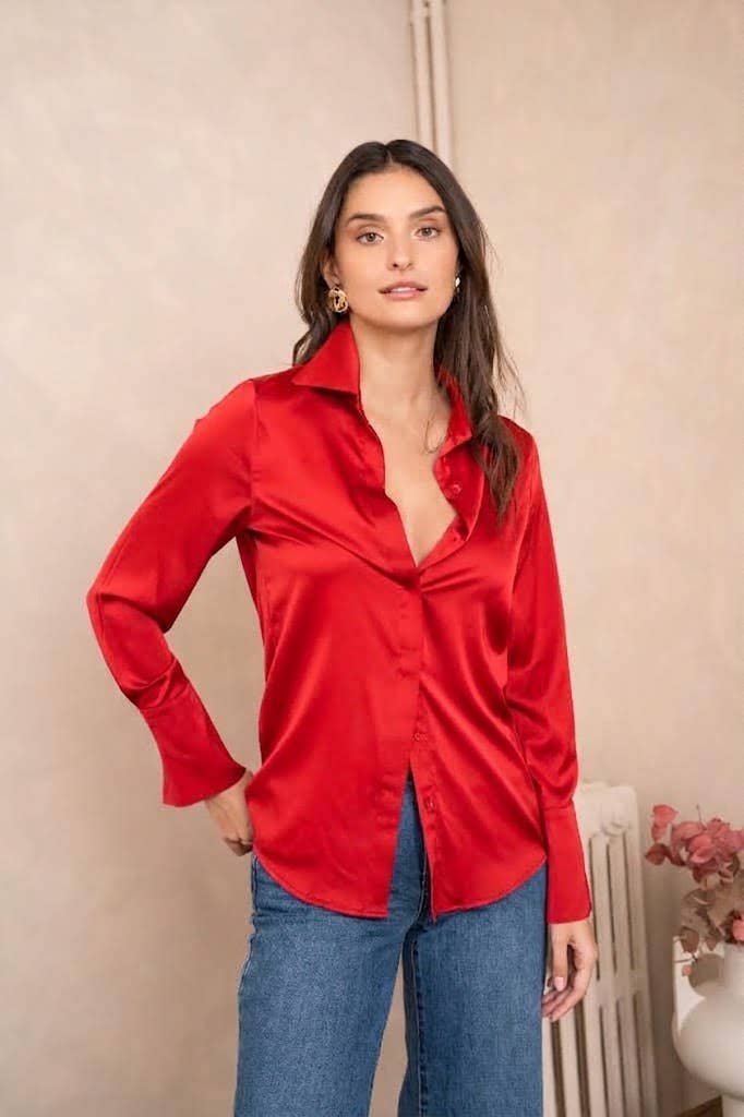 Léa satin shirt (S-M-L-XL) FW26 - CK08091: Black / 1S-1M-1L-1XL