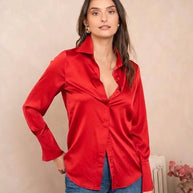 Léa satin shirt (S-M-L-XL) FW26 - CK08091: Choco / 1S-1M-1L-1XL