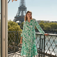 Loose fit printed shirt dress