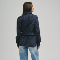 Asymmetrical tie waist shirt