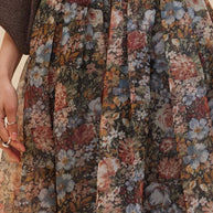 Organza Pleated Midi Skirt