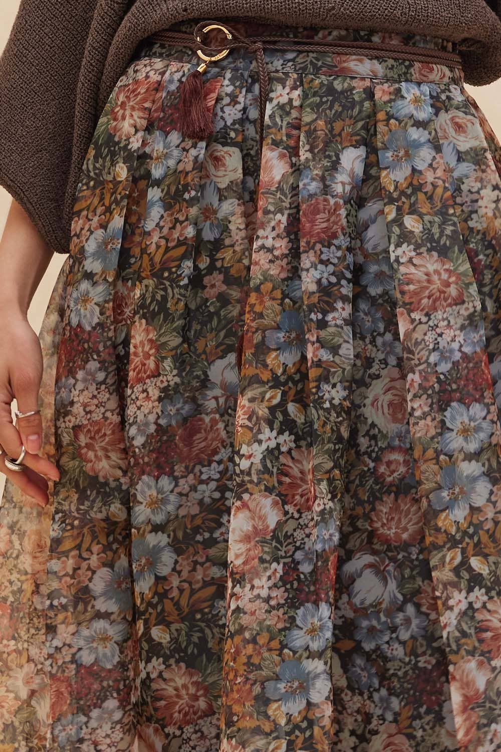 Organza Pleated Midi Skirt