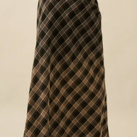 Ombre Dip-Dye Plaid Bias-Cut Maxi Skirt