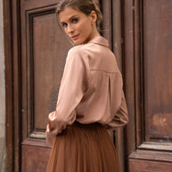 Léa satin shirt (S-M-L-XL) FW26 - CK08091: Choco / 1S-1M-1L-1XL