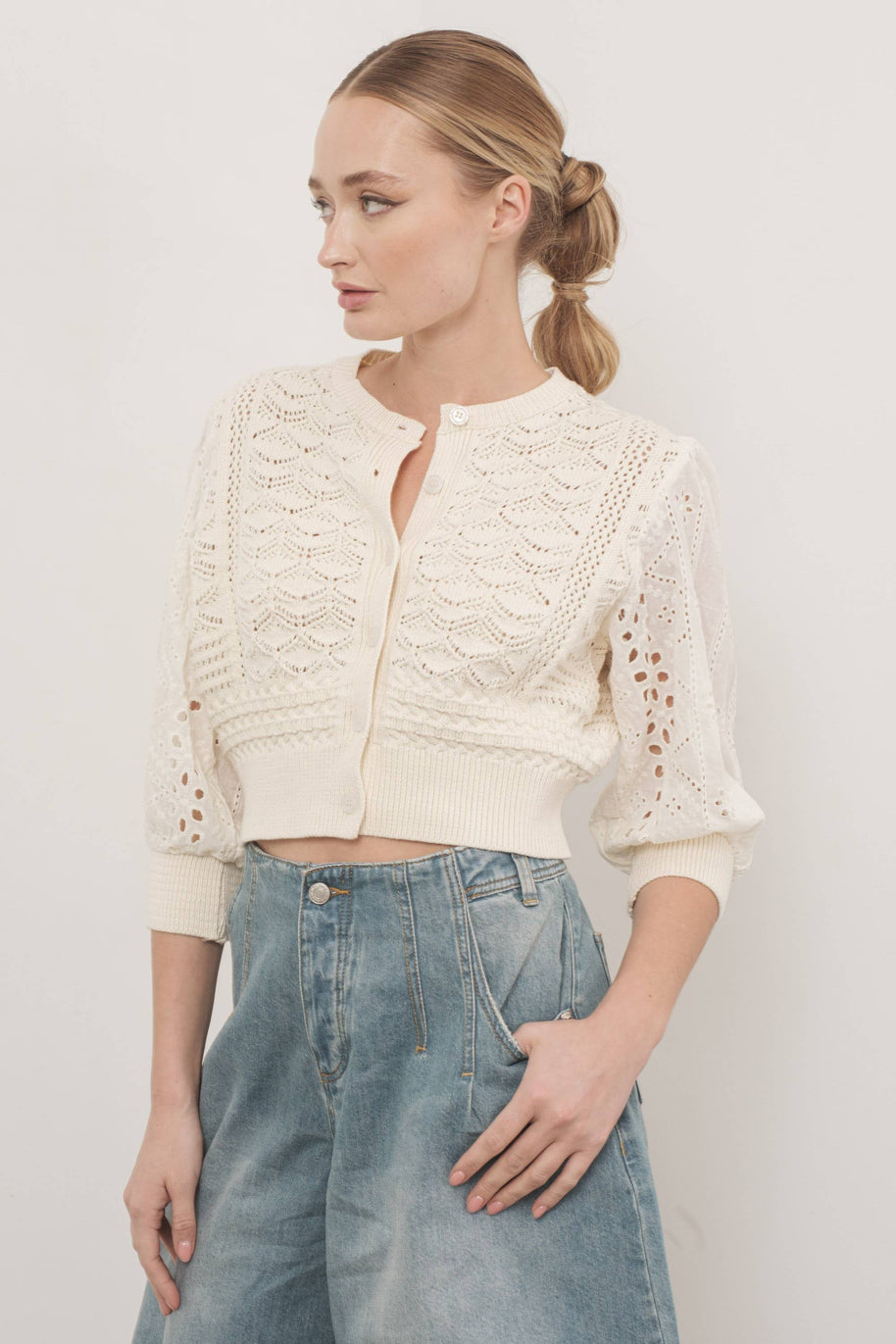 HENDRY 3/4 SLEEVES CARDIGAN ￼
