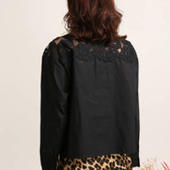 Cotton shirt with lace inserts
