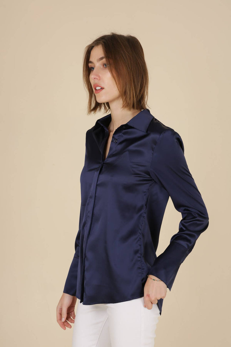 Léa satin shirt (S-M-L-XL) FW26 - CK08091: Choco / 1S-1M-1L-1XL