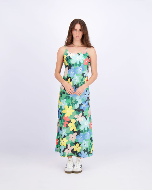 Point Daisy Satin Straight Slip Dress