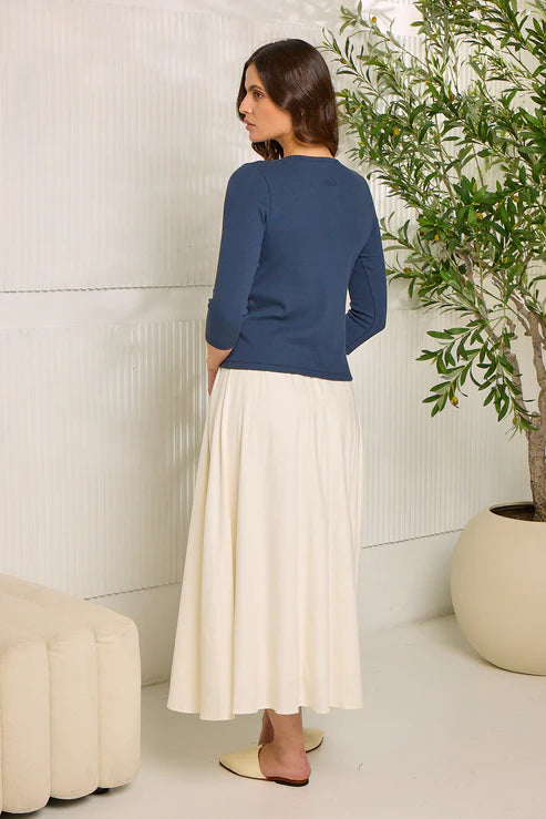 3/4 Sleeve Crew Neck Pullover-Point - Fringe Boutique